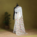 White - chinon silk hand embroidery phulkari saree 01