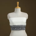 White Cotton Bengal Kantha Stitch Blouse Piece 