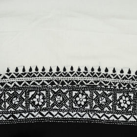 White Cotton Bengal Kantha Stitch Blouse Piece 