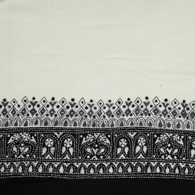 White Cotton Bengal Kantha Stitch Blouse Piece 