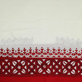 White Cotton Bengal Kantha Stitch Blouse Piece 
