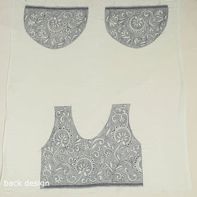 White Cotton Bengal Kantha Stitch Blouse Piece 