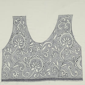 White Cotton Bengal Kantha Stitch Blouse Piece 