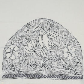 White Cotton Bengal Kantha Stitch Blouse Piece 
