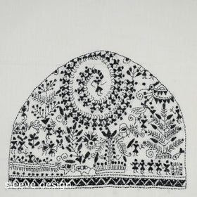White Cotton Bengal Kantha Stitch Blouse Piece 