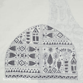 White Cotton Bengal Kantha Stitch Blouse Piece 