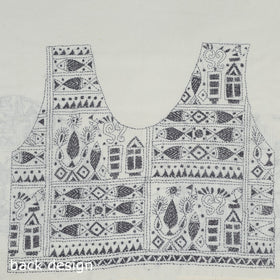 White Cotton Bengal Kantha Stitch Blouse Piece 