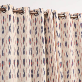 White - cotton door pochampally ikat curtain (7 x 3 feet)