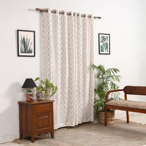 White - cotton door pochampally ikat curtain (7 x 3 feet)