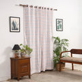 White - cotton door pochampally ikat curtain (7 x 3 feet)