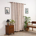 White - cotton door pochampally ikat curtain (7 x 3 feet)