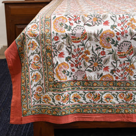 White - cotton double sanganeri bed sheet set (108 x 90 in)