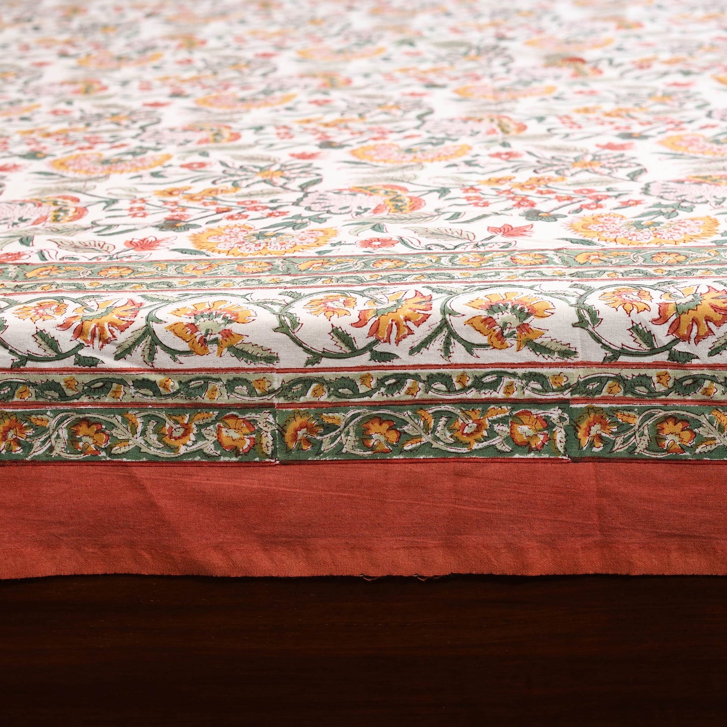 White - cotton double sanganeri bed sheet set (108 x 90 in)