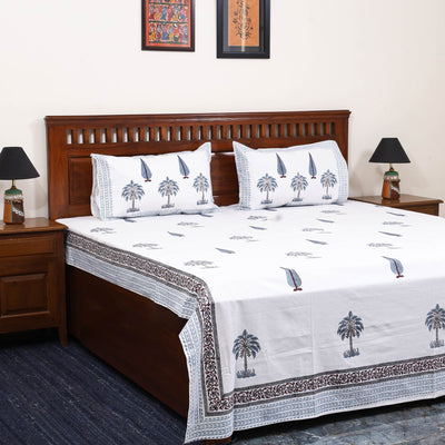 Cotton double sanganeri bed sheet set (108 x 90 in) 01