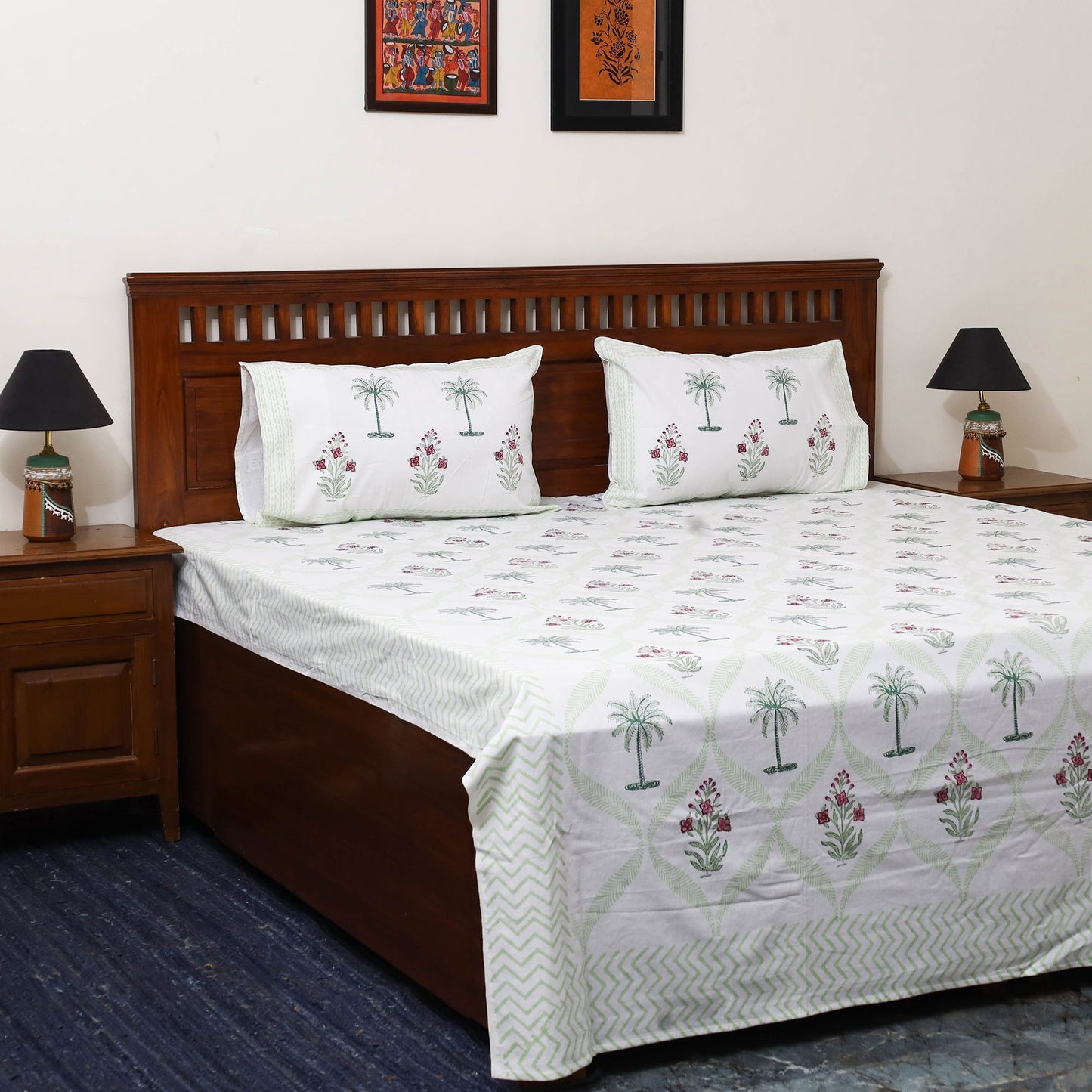 Cotton double sanganeri bed sheet set (108 x 90 in) 05