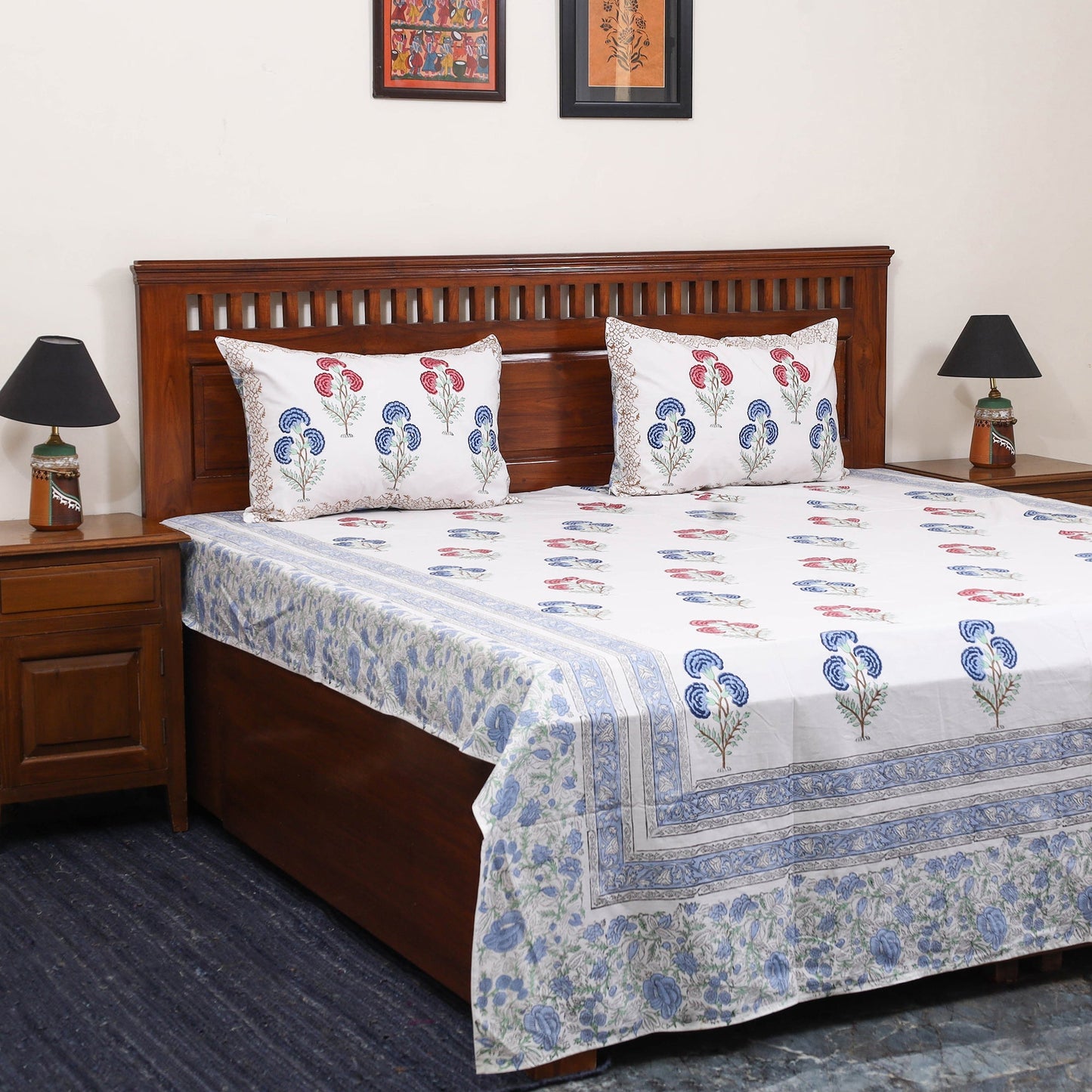 Cotton double sanganeri bed sheet set (108 x 90 in) 02