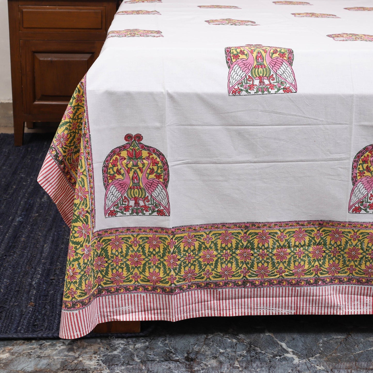 Cotton double sanganeri bed sheet set (108 x 90 in) 10