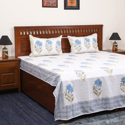 Cotton double sanganeri bed sheet set (108 x 90 in) 13