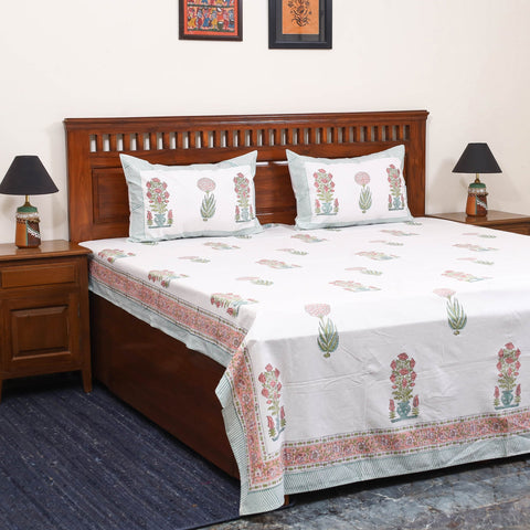 Cotton double sanganeri bed sheet set (108 x 90 in) 14
