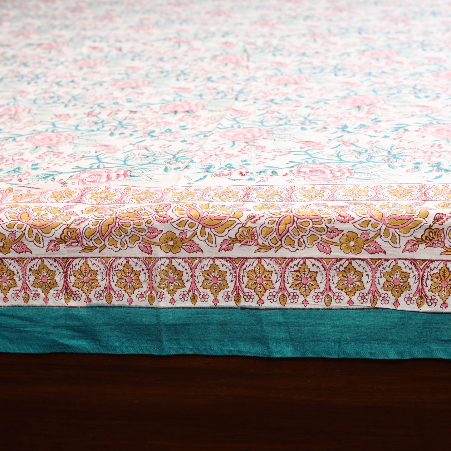 White - cotton double sanganeri bed sheet set (108 x 90 in)