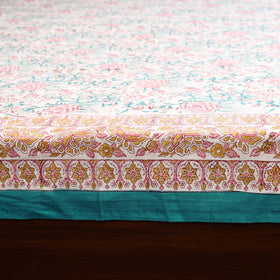 White - cotton double sanganeri bed sheet set (108 x 90 in)