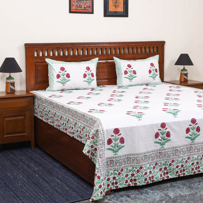 Cotton double sanganeri bed sheet set (108 x 90 in) 15