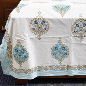 White - cotton double sanganeri bed sheet set (108 x 90 in)