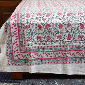 White - cotton double sanganeri bed sheet set (108 x 90 in)