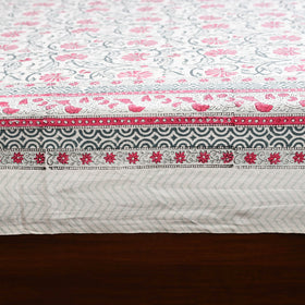 White - cotton double sanganeri bed sheet set (108 x 90 in)