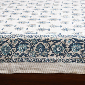 White - cotton double sanganeri bed sheet set (108 x 90 in)