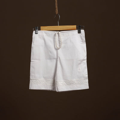 White - cotton hand embroidery chikankari short 05