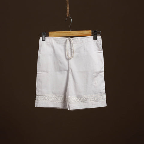 White - cotton hand embroidery chikankari short 05