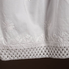 Buy White Cotton Hand Embroidery Chikankari Short