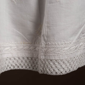 Buy White Cotton Hand Embroidery Chikankari Short