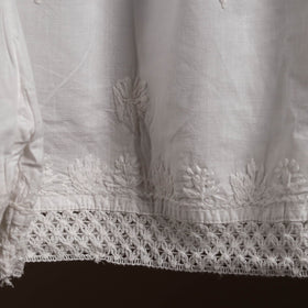 Buy White Cotton Hand Embroidery Chikankari Short