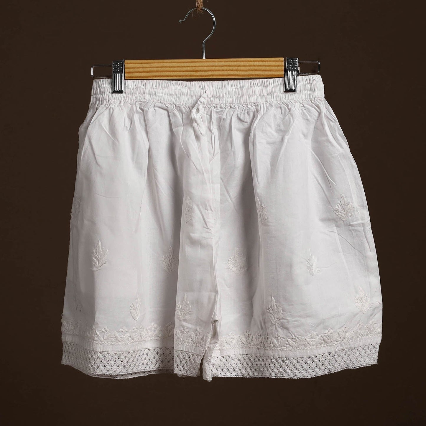 White - cotton hand embroidery chikankari short 36