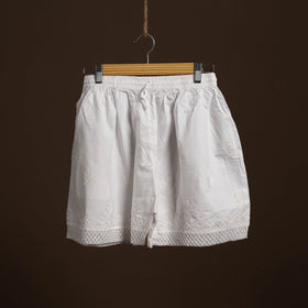 White - cotton hand embroidery chikankari short 36