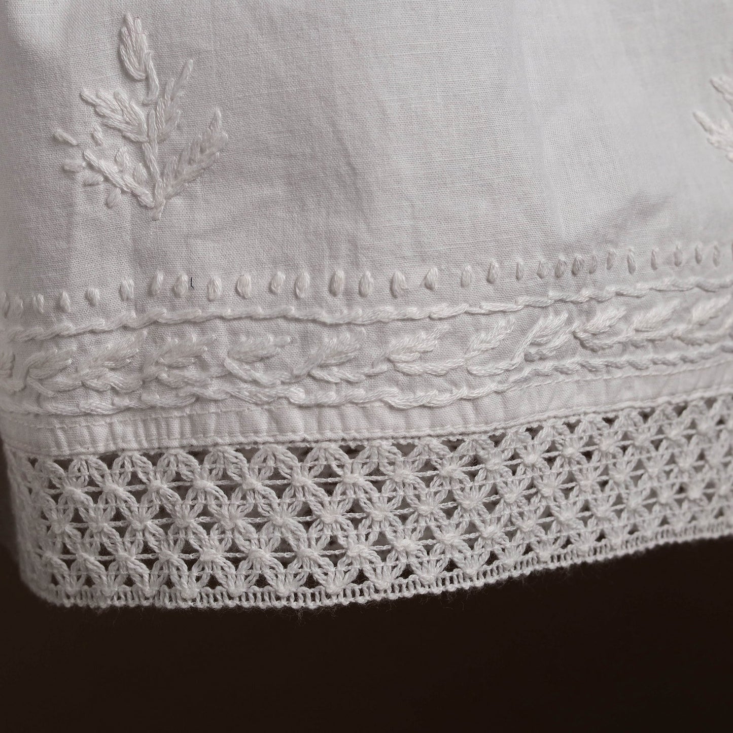 White - cotton hand embroidery chikankari short 37
