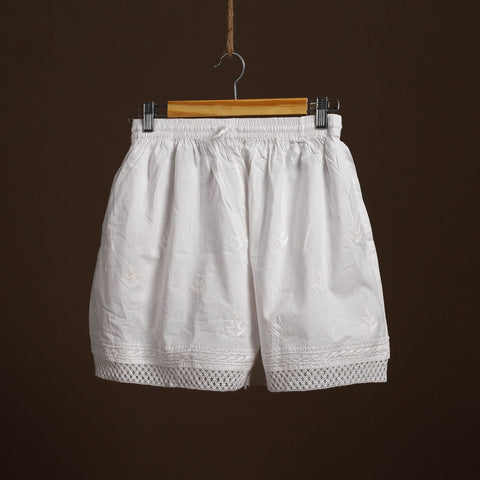 White - cotton hand embroidery chikankari short 37