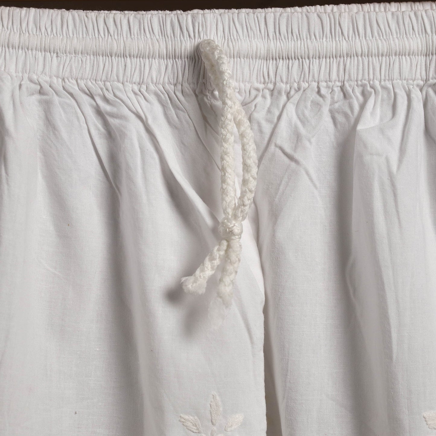  White Cotton Hand Embroidery Chikankari Short