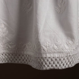 Buy White Cotton Hand Embroidery Chikankari Short