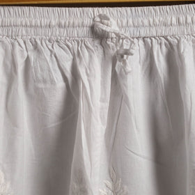 Buy White Cotton Hand Embroidery Chikankari Short