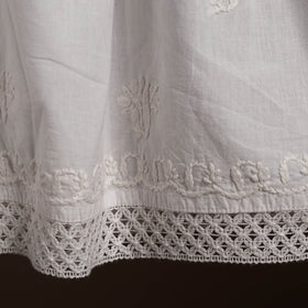 Buy White Cotton Hand Embroidery Chikankari Short