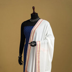 White - cotton jacquard dupatta with thread border 22