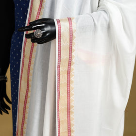 White - cotton jacquard dupatta with thread border 22