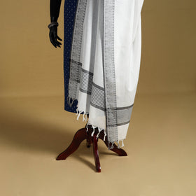 White - cotton jacquard dupatta with thread border 26