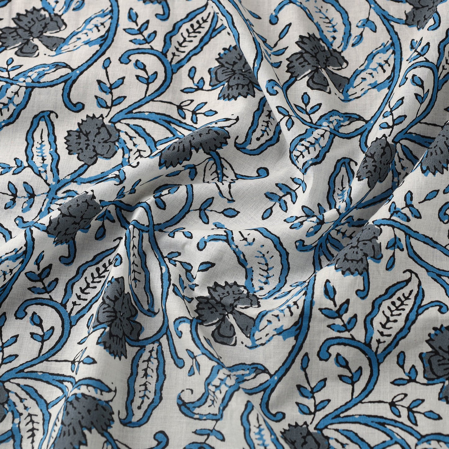 White Cotton Jaipur Print Fabric