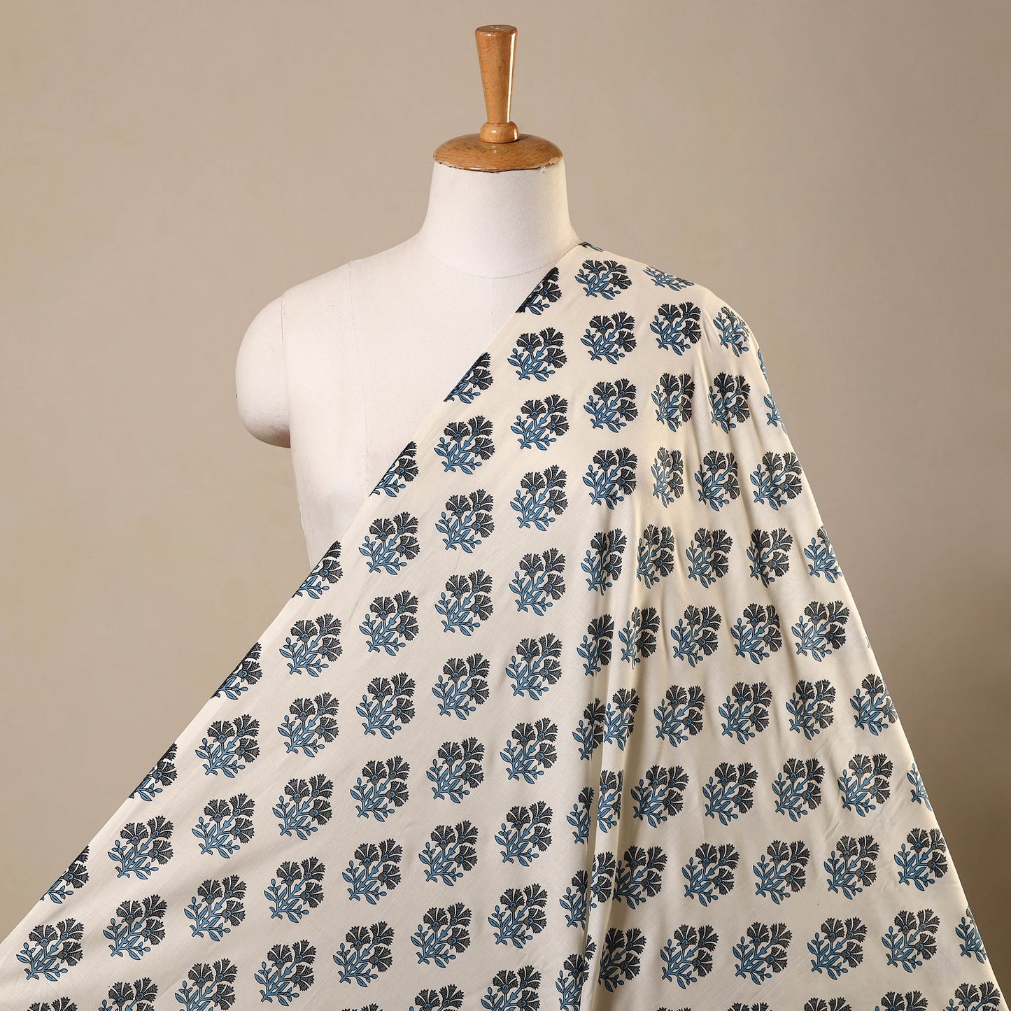 White Cotton Jaipur Print Fabric