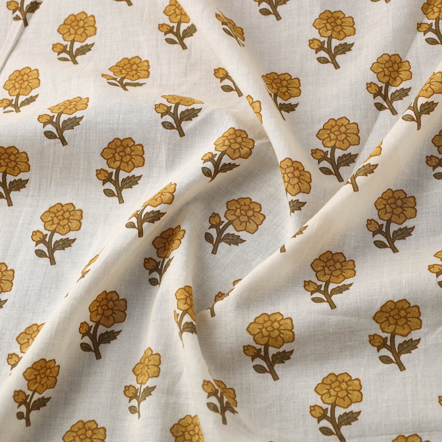 White Cotton Jaipur Print Fabric