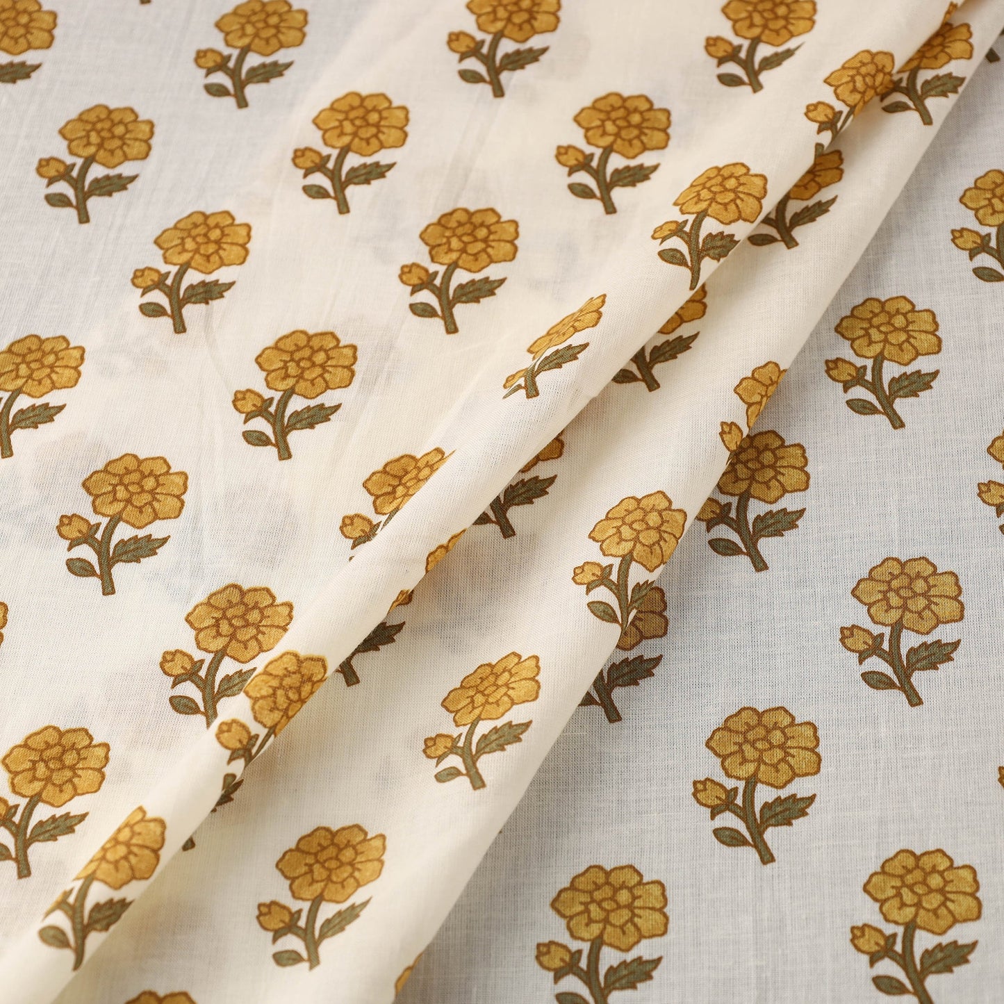 White Cotton Jaipur Print Fabric